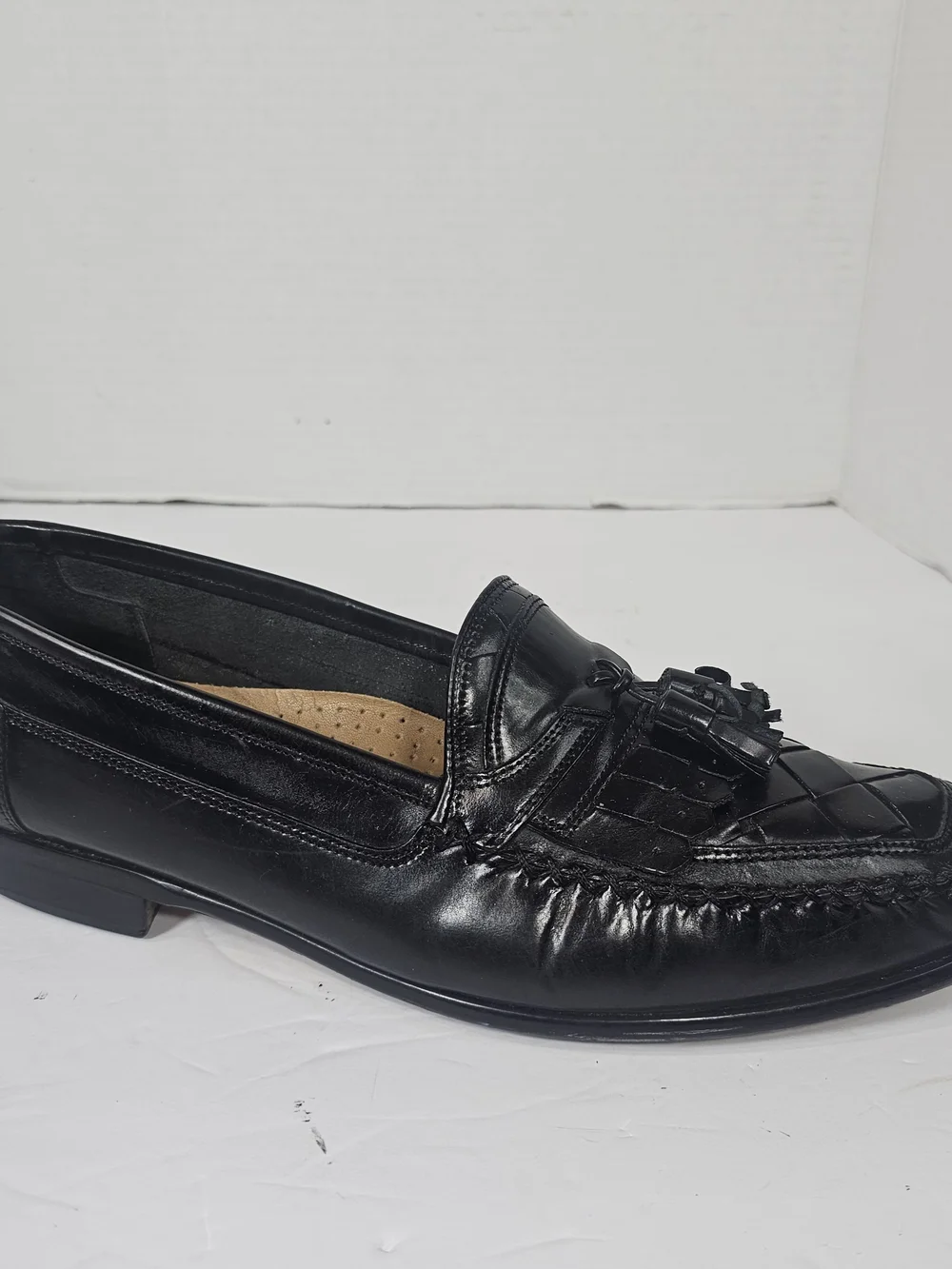 Giorgio Brutini Black Leather Tassel Kiltie Loafers Mens Sz 12